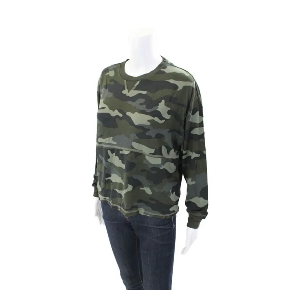 BB Dakota Women's Round Neck Long Sleeves Pullover Camouflage Sweatshirt Size XS